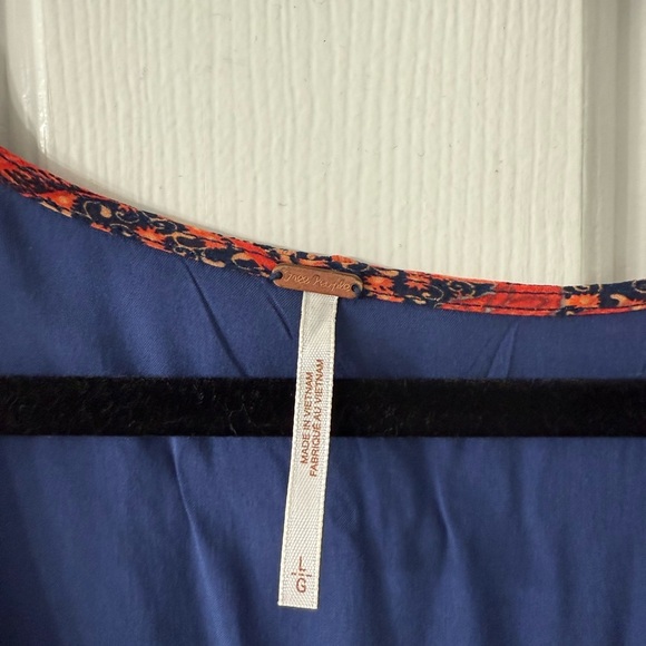 Free People Red and Blue Floral Long Sleeve Mini Dress Large - Picture 3 of 6